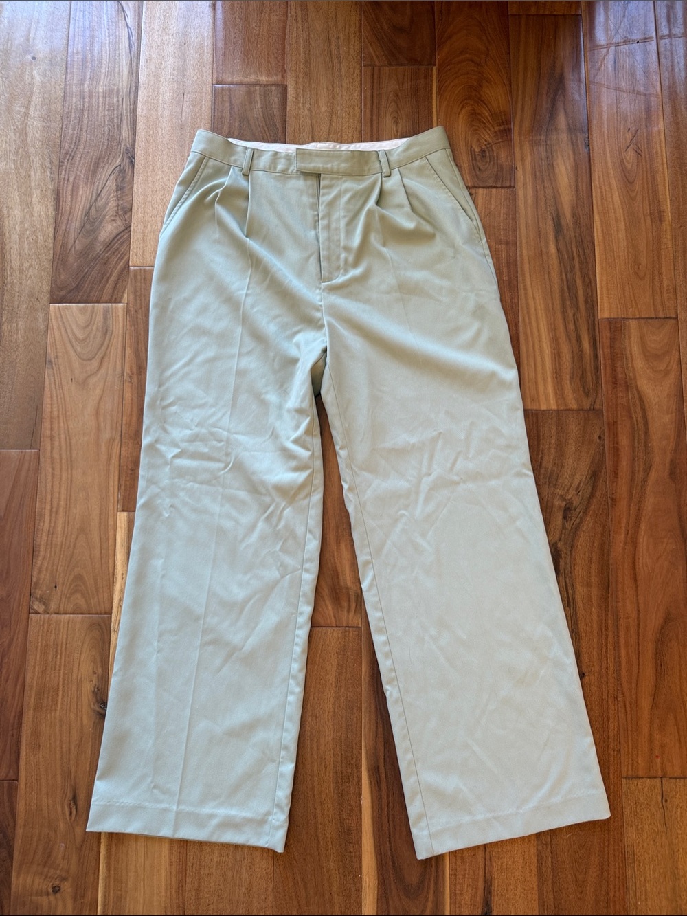 Elodie Sage Green Wide-Leg Trousers